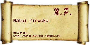 Mátai Piroska névjegykártya